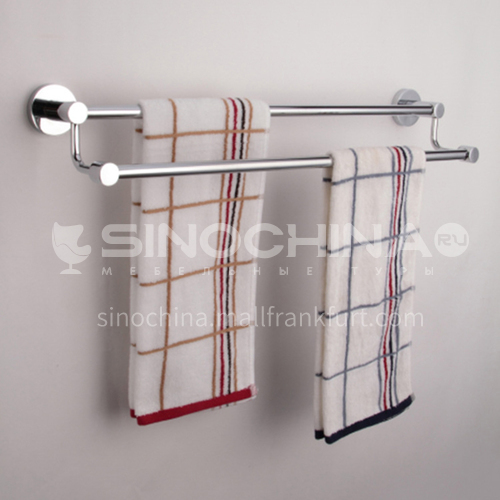 Bathroom silver stainless steel twin rod towel rack